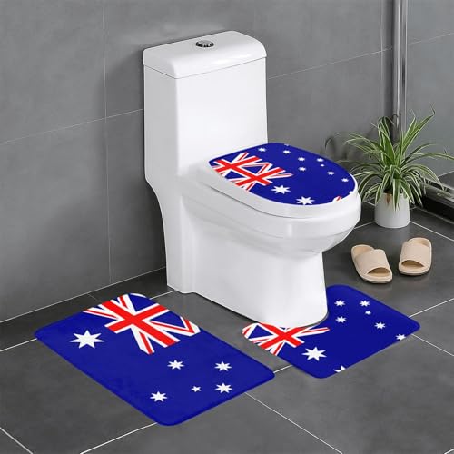 3-teiliges Badteppich-Set mit australischer Flagge, saugfähige Badezimmermatten, Badewanne, Duschvorleger, ideal für Schminktische und Ferienhäuser 3-teiliges Badteppich-Set mit australischer Flagge, saugfähige Badezimmermatten, Badewanne, Duschvorleger, ideal für Schminktische und Ferienhäuser von SamLng