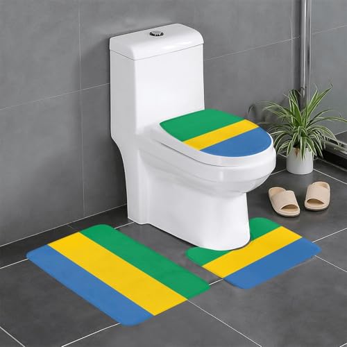 3-teiliges Badteppich-Set mit gabunischer Flagge, saugfähige Badezimmermatten, Badewanne, Duschvorleger, ideal für Schminktische und Ferienhäuser 3-teiliges Badteppich-Set mit gabunischer Flagge, saugfähige Badezimmermatten, Badewanne, Duschvorleger, ideal für Schminktische und Ferienhäuser von SamLng