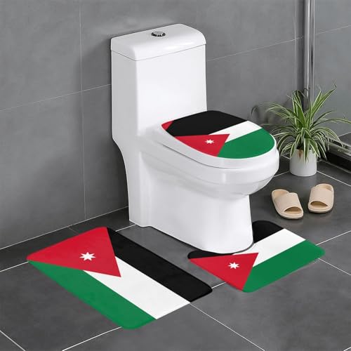 3-teiliges Badteppich-Set mit jordanischer Flagge, saugfähige Badezimmermatten, Badewanne, Duschvorleger, ideal für Schminktische und Ferienhäuser 3-teiliges Badteppich-Set mit jordanischer Flagge, saugfähige Badezimmermatten, Badewanne, Duschvorleger, ideal für Schminktische und Ferienhäuser von SamLng