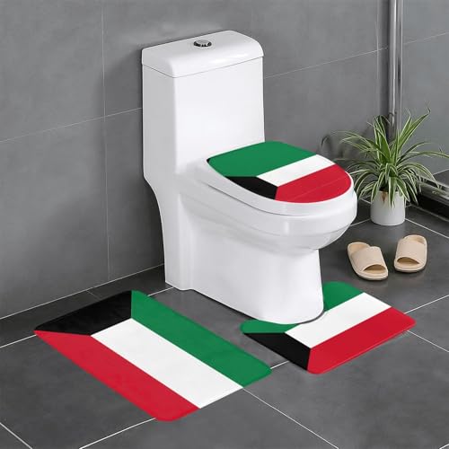 3-teiliges Badteppich-Set mit kuwaitischer Flagge, saugfähige Badezimmermatten, Badewanne, Duschvorleger, ideal für Schminktische und Ferienhäuser 3-teiliges Badteppich-Set mit kuwaitischer Flagge, saugfähige Badezimmermatten, Badewanne, Duschvorleger, ideal für Schminktische und Ferienhäuser von SamLng