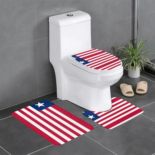 3-teiliges Badteppich-Set mit liberianischer Flagge, saugfähige Badezimmermatten, Badewanne, Duschvorleger, ideal für Schminktische und Ferienhäuser 3-teiliges Badteppich-Set mit liberianischer Flagge, saugfähige Badezimmermatten, Badewanne, Duschvorleger, ideal für Schminktische und Ferienhäuser von SamLng