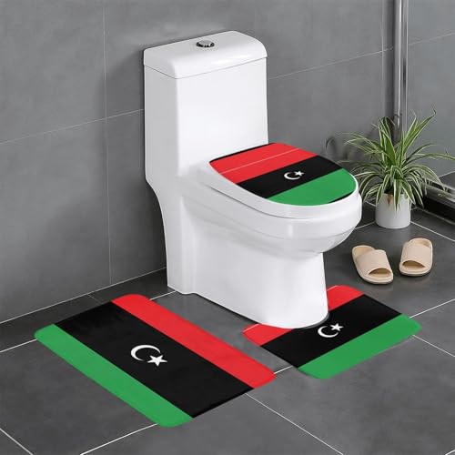 3-teiliges Badteppich-Set mit libyscher Flagge, saugfähige Badezimmermatten, Badewanne, Duschvorleger, ideal für Schminktische und Ferienhäuser 3-teiliges Badteppich-Set mit libyscher Flagge, saugfähige Badezimmermatten, Badewanne, Duschvorleger, ideal für Schminktische und Ferienhäuser von SamLng