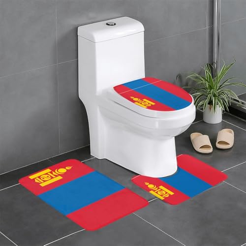 3-teiliges Badteppich-Set mit mongolischer Flagge, saugfähige Badezimmermatten, Badewanne, Duschvorleger, ideal für Schminktische und Ferienhäuser 3-teiliges Badteppich-Set mit mongolischer Flagge, saugfähige Badezimmermatten, Badewanne, Duschvorleger, ideal für Schminktische und Ferienhäuser von SamLng