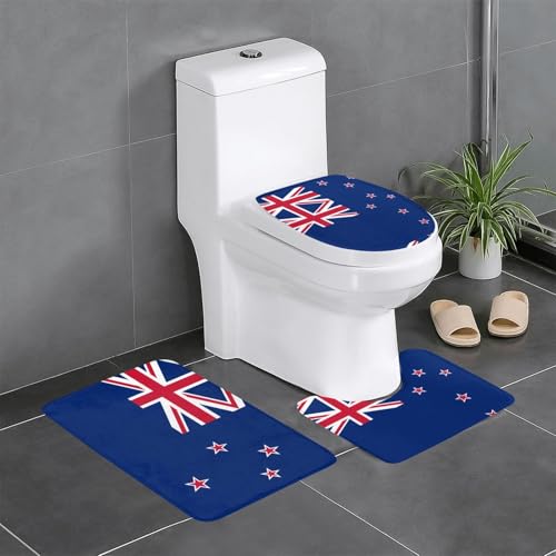3-teiliges Badteppich-Set mit neuseeländischer Flagge, saugfähige Badezimmermatten, Badewanne, Duschvorleger, ideal für Schminktische und Ferienhäuser von SamLng