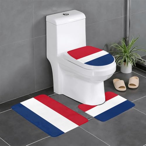 3-teiliges Badteppich-Set mit niederländischer Flagge, saugfähige Badezimmermatten, Badewanne, Duschvorleger, ideal für Schminktische und Ferienhäuser 3-teiliges Badteppich-Set mit niederländischer Flagge, saugfähige Badezimmermatten, Badewanne, Duschvorleger, ideal für Schminktische und Ferienhäuser von SamLng