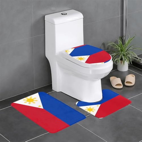 3-teiliges Badteppich-Set mit philippinischer Flagge, saugfähige Badezimmermatten, Badewanne, Duschvorleger, ideal für Schminktische und Ferienhäuser 3-teiliges Badteppich-Set mit philippinischer Flagge, saugfähige Badezimmermatten, Badewanne, Duschvorleger, ideal für Schminktische und Ferienhäuser von SamLng
