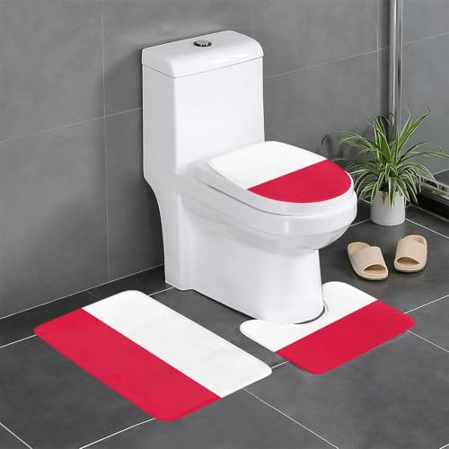 3-teiliges Badteppich-Set mit polnischer Flagge, saugfähige Badezimmermatten, Badewanne, Duschvorleger, ideal für Schminktische und Ferienhäuser 3-teiliges Badteppich-Set mit polnischer Flagge, saugfähige Badezimmermatten, Badewanne, Duschvorleger, ideal für Schminktische und Ferienhäuser von SamLng