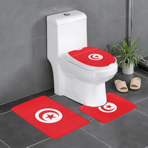 3-teiliges Badteppich-Set mit tunesischer Flagge, saugfähige Badezimmermatten, Badewanne, Duschvorleger, ideal für Schminktische und Ferienhäuser 3-teiliges Badteppich-Set mit tunesischer Flagge, saugfähige Badezimmermatten, Badewanne, Duschvorleger, ideal für Schminktische und Ferienhäuser von SamLng