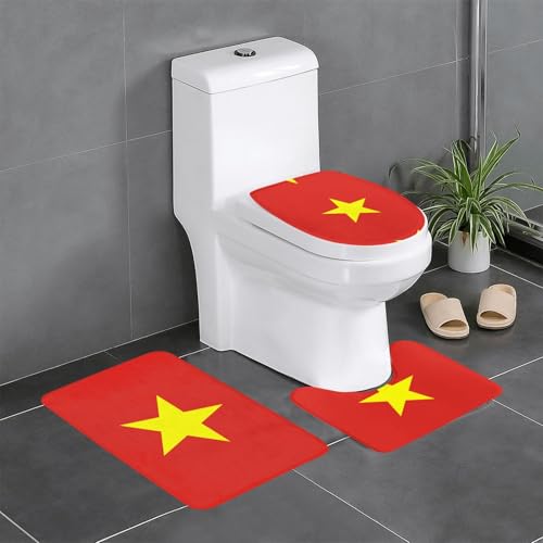3-teiliges Badteppich-Set mit vietnamesischer Flagge, saugfähige Badezimmermatten, Badewanne, Duschvorleger, ideal für Schminktische und Ferienhäuser 3-teiliges Badteppich-Set mit vietnamesischer Flagge, saugfähige Badezimmermatten, Badewanne, Duschvorleger, ideal für Schminktische und Ferienhäuser von SamLng