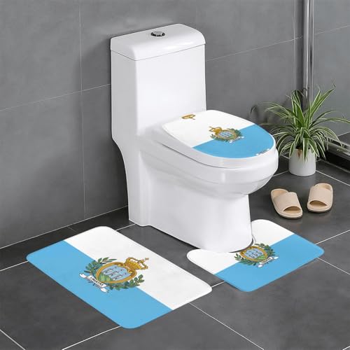 Badteppich-Set mit Flagge von San Marino, 3-teilig, saugfähige Badezimmermatten, Badewanne, Duschvorleger, ideal für Schminktische und Ferienhäuser Badteppich-Set mit Flagge von San Marino, 3-teilig, saugfähige Badezimmermatten, Badewanne, Duschvorleger, ideal für Schminktische und Ferienhäuser von SamLng
