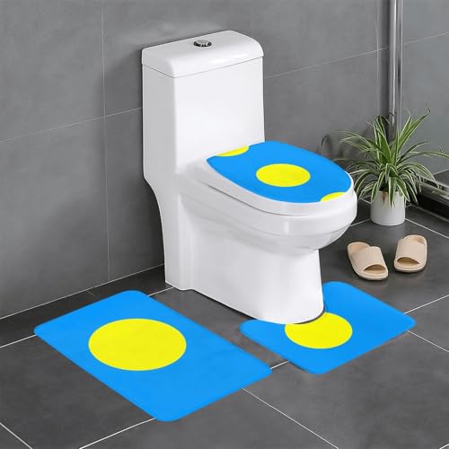 Badteppich-Set mit Palauan-Flagge, saugfähig, ideal für Schminktische und Ferienhäuser, 3-teilig Badteppich-Set mit Palauan-Flagge, saugfähig, ideal für Schminktische und Ferienhäuser, 3-teilig von SamLng