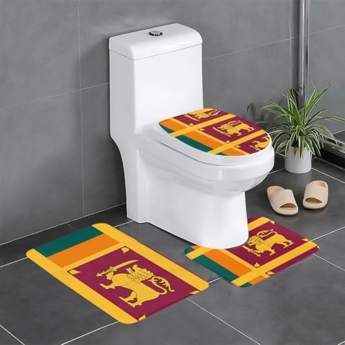 Badteppich-Set mit Sri Lanka-Flagge, saugfähig, ideal für Schminktische und Ferienhäuser, 3-teilig Badteppich-Set mit Sri Lanka-Flagge, saugfähig, ideal für Schminktische und Ferienhäuser, 3-teilig von SamLng