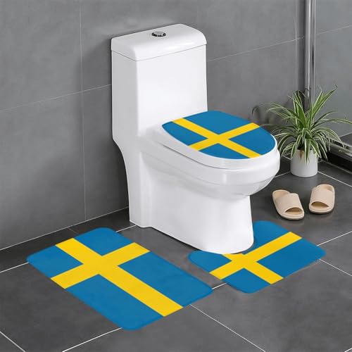 Badteppich-Set mit schwedischer Flagge, saugfähig, ideal für Schminktische und Ferienhäuser Badteppich-Set mit schwedischer Flagge, saugfähig, ideal für Schminktische und Ferienhäuser von SamLng