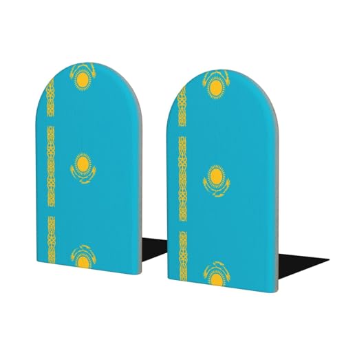 Buchstützen aus Holz mit Flagge von Kasachstan, perfekte Buchhalter mit schützender Aufbewahrung für Ihre Bücher, Tagebücher, DVDs und Dokumente Buchstützen aus Holz mit Flagge von Kasachstan, perfekte Buchhalter mit schützender Aufbewahrung für Ihre Bücher, Tagebücher, DVDs und Dokumente von SamLng