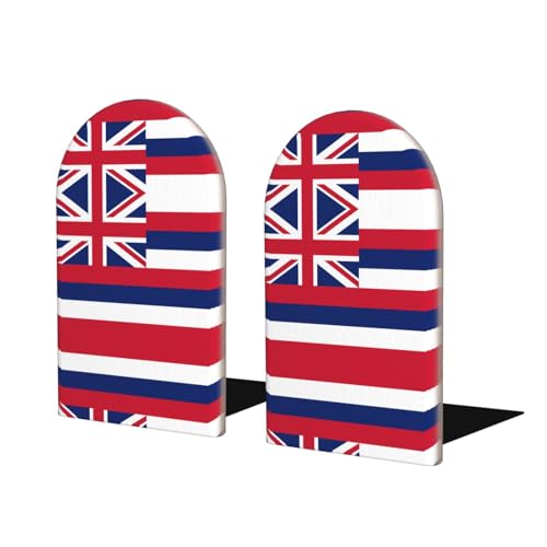 Buchstützen aus Holz mit Hawaii-Flagge – perfekte Buchhalter mit schützender Aufbewahrung für Ihre Bücher, Tagebücher, DVDs und Dokumente von SamLng