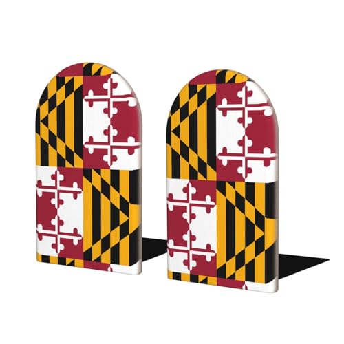Buchstützen aus Holz mit Maryland-Staatsflagge – perfekte Buchhalter mit schützender Aufbewahrung für Ihre Bücher, Zeitschriften, DVDs und Dokumente Buchstützen aus Holz mit Maryland-Staatsflagge – perfekte Buchhalter mit schützender Aufbewahrung für Ihre Bücher, Zeitschriften, DVDs und Dokumente von SamLng
