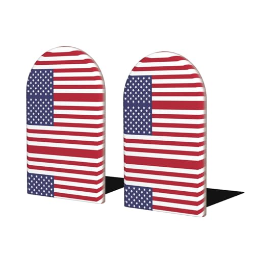 Buchstützen aus Holz mit amerikanischer Flagge – perfekte Buchhalter mit schützender Aufbewahrung für Ihre Bücher, Zeitschriften, DVDs und Dokumente von SamLng