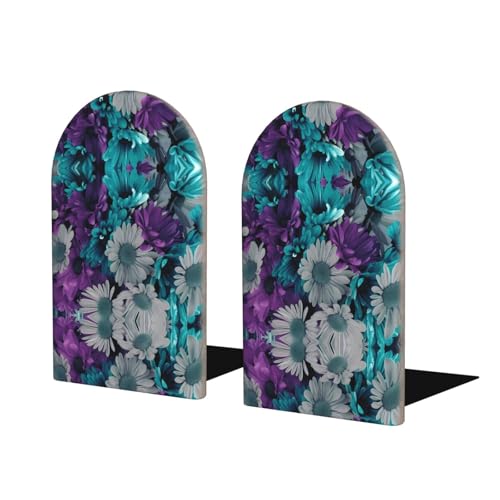Buchstützen aus Holz mit lila und blaugrünen Blumen – perfekte Buchhalter mit schützender Aufbewahrung für Ihre Bücher, Tagebücher, DVDs und Dokumente Buchstützen aus Holz mit lila und blaugrünen Blumen – perfekte Buchhalter mit schützender Aufbewahrung für Ihre Bücher, Tagebücher, DVDs und Dokumente von SamLng