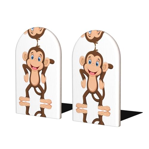 Buchstützen aus Holz mit niedlichem Affen-Motiv – perfekte Buchhalter mit schützender Aufbewahrung für Ihre Bücher, Tagebücher, DVDs und Dokumente Buchstützen aus Holz mit niedlichem Affen-Motiv – perfekte Buchhalter mit schützender Aufbewahrung für Ihre Bücher, Tagebücher, DVDs und Dokumente von SamLng