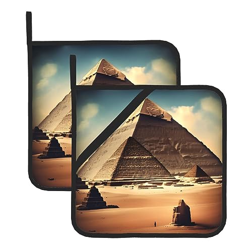 Dreaming of The Pyramids of Khufu Topflappen-Sets – Hitzebeständige Topflappen zum Backen, Grillen, Handhabung zu Hause – Bequeme Verwendung in der Küche von SamLng