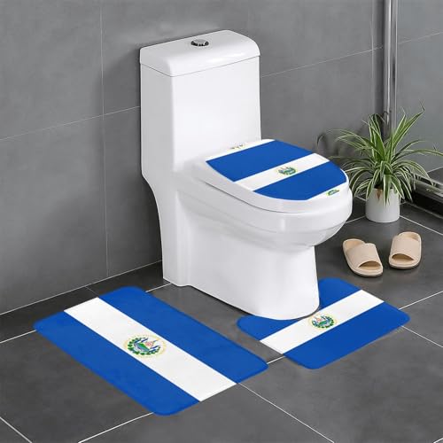 El Salvador 3-teiliges Badteppich-Set, saugfähige Badezimmermatten, Badewanne, Duschvorleger, ideal für Schminktische & Ferienhäuser von SamLng
