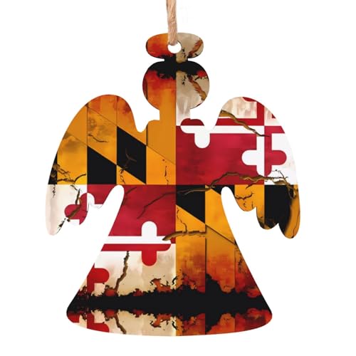 Engelsförmige Weihnachts-Holzornamente – Vintage-Holzflagge Maryland-Flagge zum Aufhängen für Weihnachtsbaum-Party – ideal für Zuhause, Wände, Türen, Fenster Engelsförmige Weihnachts-Holzornamente – Vintage-Holzflagge Maryland-Flagge zum Aufhängen für Weihnachtsbaum-Party – ideal für Zuhause, Wände, Türen, Fenster von SamLng