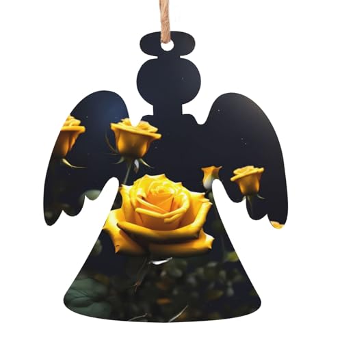 Engelsförmige Weihnachts-Holzornamente – schöne gelbe Rosen zum Aufhängen für Weihnachtsbaumparty – ideal für Zuhause, Wände, Türen, Fenster Engelsförmige Weihnachts-Holzornamente – schöne gelbe Rosen zum Aufhängen für Weihnachtsbaumparty – ideal für Zuhause, Wände, Türen, Fenster von SamLng