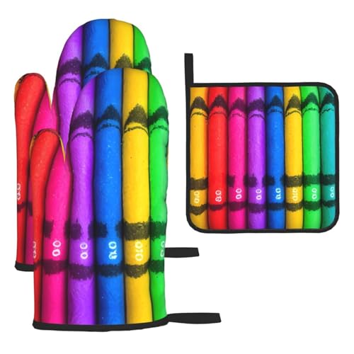 Farbige Buntstifte, 3-teiliges Ofenhandschuh-Set, verbrühungssichere Mikrowellen-Ofenhandschuhe mit dem Komfort zum Öffnen von Topfdeckeln Farbige Buntstifte, 3-teiliges Ofenhandschuh-Set, verbrühungssichere Mikrowellen-Ofenhandschuhe mit dem Komfort zum Öffnen von Topfdeckeln von SamLng