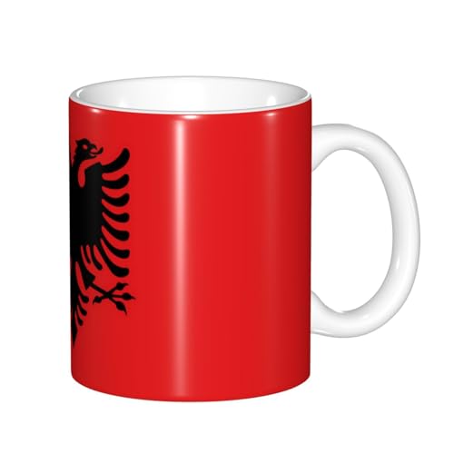 Farbwechsel-Tassen mit albanischer Flagge, hitzeempfindlich, thermochromische Magie, perfekt für Camping, Picknick, drinnen und draußen von SamLng