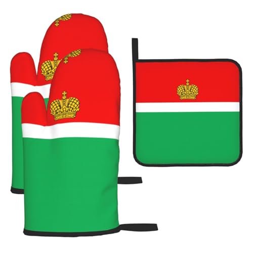 Flagge von Kaluga Ofenhandschuhe, Topflappen-Set, verbrühungssichere Mikrowellen-Ofenhandschuhe mit dem Komfort zum Öffnen von Topfdeckeln Flagge von Kaluga Ofenhandschuhe, Topflappen-Set, verbrühungssichere Mikrowellen-Ofenhandschuhe mit dem Komfort zum Öffnen von Topfdeckeln von SamLng