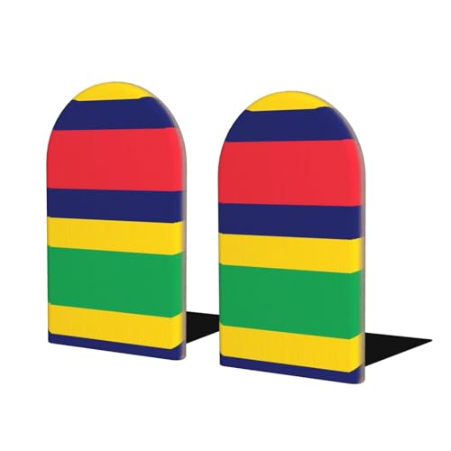 Flagge von Mauritius Buchstützen aus Holz - perfekte Buchhalter mit schützender Aufbewahrung für Ihre Bücher, Tagebücher, DVDs und Dokumente von SamLng