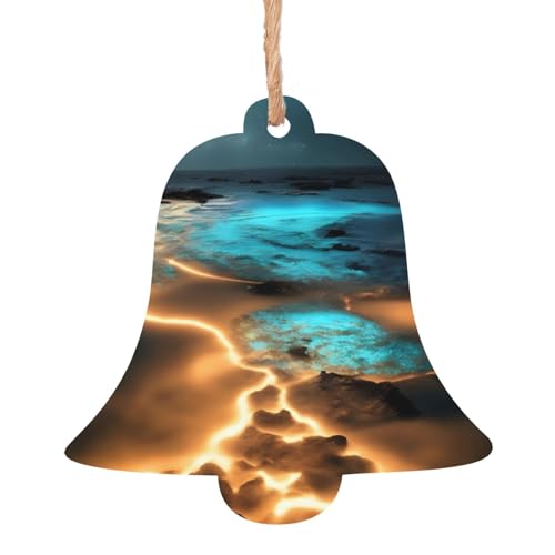 Glockenförmige Weihnachts-Holzornamente – Blick unter dem Mond hängende Dekorationen für Weihnachtsbaum-Party – ideal für Zuhause, Wände, Türen, Fenster Glockenförmige Weihnachts-Holzornamente – Blick unter dem Mond hängende Dekorationen für Weihnachtsbaum-Party – ideal für Zuhause, Wände, Türen, Fenster von SamLng