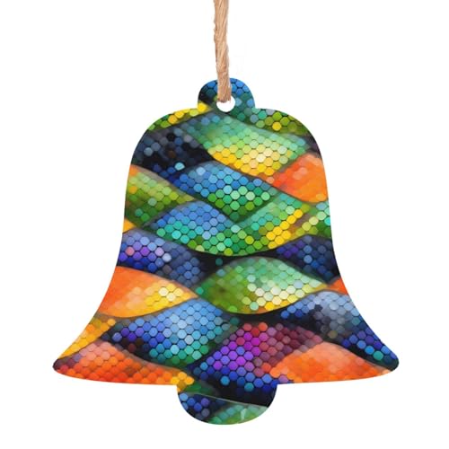 Glockenförmige Weihnachts-Holzornamente – Regenbogenfischschuppen-Hängedekorationen für Weihnachtsbaum-Party – ideal für Zuhause, Wände, Türen, Fenster Glockenförmige Weihnachts-Holzornamente – Regenbogenfischschuppen-Hängedekorationen für Weihnachtsbaum-Party – ideal für Zuhause, Wände, Türen, Fenster von SamLng
