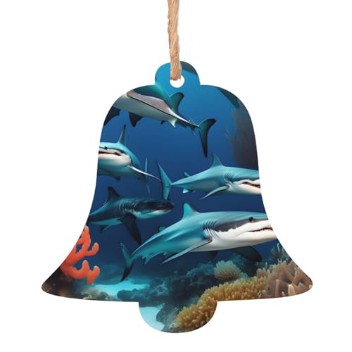 Glockenförmige Weihnachts-Holzornamente – U-Boot-Haifischkoralle hängende Dekorationen für Weihnachtsbaum-Party – ideal für Zuhause, Wände, Türen, Fenster Glockenförmige Weihnachts-Holzornamente – U-Boot-Haifischkoralle hängende Dekorationen für Weihnachtsbaum-Party – ideal für Zuhause, Wände, Türen, Fenster von SamLng