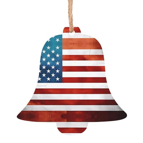 Glockenförmige Weihnachts-Holzornamente – Vintage-amerikanische USA-Flagge, hängende Dekorationen für Weihnachtsbaum-Party – ideal für Zuhause, Wände, Türen, Fenster Glockenförmige Weihnachts-Holzornamente – Vintage-amerikanische USA-Flagge, hängende Dekorationen für Weihnachtsbaum-Party – ideal für Zuhause, Wände, Türen, Fenster von SamLng