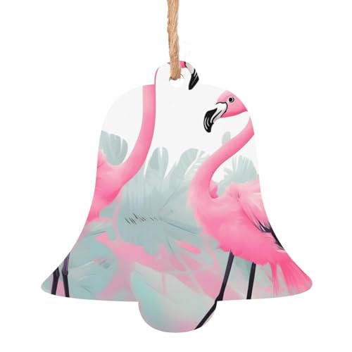 Glockenförmige Weihnachts-Holzornamente – rosa Flamingo hängende Dekorationen für Weihnachtsbaumparty – ideal für Zuhause, Wände, Türen, Fenster Glockenförmige Weihnachts-Holzornamente – rosa Flamingo hängende Dekorationen für Weihnachtsbaumparty – ideal für Zuhause, Wände, Türen, Fenster von SamLng