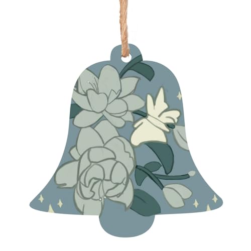 Glockenförmige Weihnachts-Holzornamente – weiße Bauhinia hängende Dekorationen für Weihnachtsbaum-Party – ideal für Zuhause, Wände, Türen, Fenster von SamLng