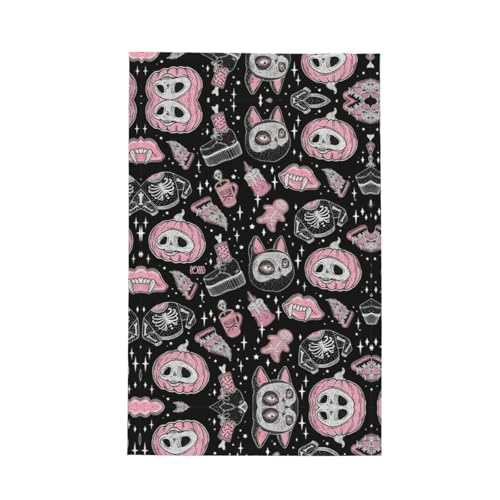 Halloween-Kürbis-Katzen-Waffel-Küchenhandtuch-Set – wiederverwendbare Geschirrtücher mit Aufhängeschlaufe – perfekte dekorative Tee- und Badezimmertücher von SamLng