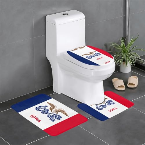 Iowa 3-teiliges Badteppich-Set mit Staatsflagge – saugfähige Badezimmermatten, Badewannen-Duschmatten – ideal für Schminktische und Ferienhäuser Iowa 3-teiliges Badteppich-Set mit Staatsflagge – saugfähige Badezimmermatten, Badewannen-Duschmatten – ideal für Schminktische und Ferienhäuser von SamLng