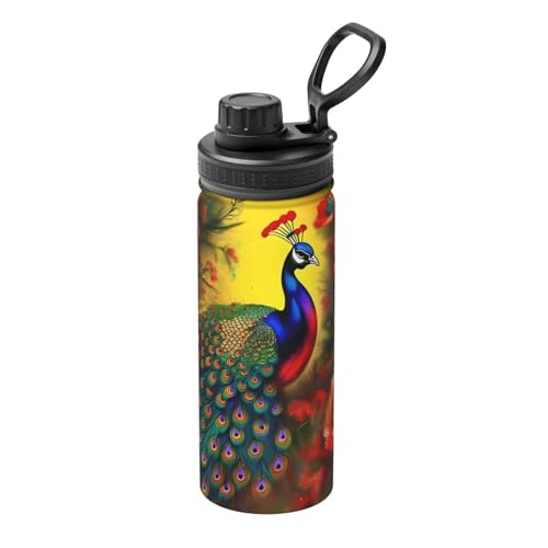 Isolierter Wasserkocher mit Pfauenblumen, 530 ml, Wasserflasche für heiße und kalte Getränke, perfekt für Reisen, Wandern, Camping Isolierter Wasserkocher mit Pfauenblumen, 530 ml, Wasserflasche für heiße und kalte Getränke, perfekt für Reisen, Wandern, Camping von SamLng
