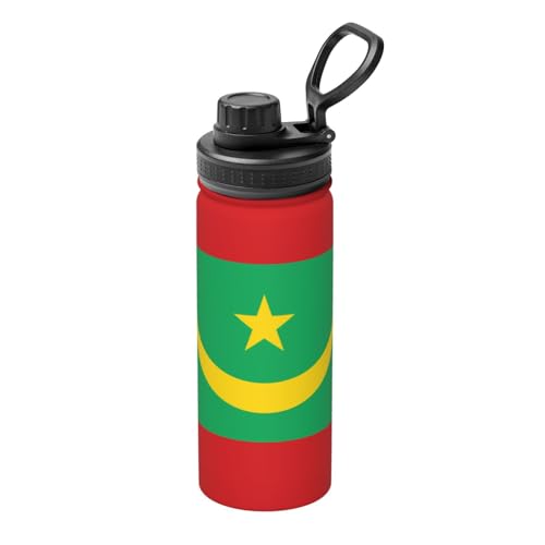 Isolierter Wasserkocher mit der Flagge Mauretaniens, 530 ml, Wasserflasche für heiße und kalte Getränke, perfekt für Reisen, Wandern, Camping von SamLng