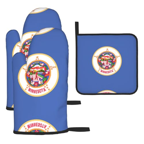 Minnesota Ofenhandschuhe, Topflappen-Set, 3-teilig, verbrühungssichere Mikrowellen-Ofenhandschuhe mit dem Komfort zum Öffnen von Topfdeckeln Minnesota Ofenhandschuhe, Topflappen-Set, 3-teilig, verbrühungssichere Mikrowellen-Ofenhandschuhe mit dem Komfort zum Öffnen von Topfdeckeln von SamLng