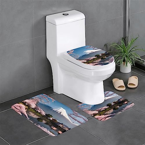 Mt. Fuji im Frühjahr, 3-teiliges Badteppich-Set – saugfähige Badezimmermatten, Badewannen-Duschmatten – ideal für Schminktische & Ferienhäuser Mt. Fuji im Frühjahr, 3-teiliges Badteppich-Set – saugfähige Badezimmermatten, Badewannen-Duschmatten – ideal für Schminktische & Ferienhäuser von SamLng