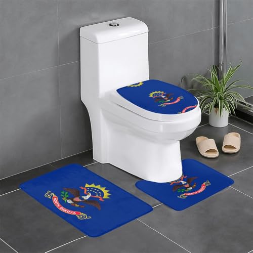 North Dakota 3-teiliges Badteppich-Set mit Staatsflagge, saugfähige Badezimmermatten, Badewannen-Duschmatten, ideal für Schminktische und Ferienhäuser North Dakota 3-teiliges Badteppich-Set mit Staatsflagge, saugfähige Badezimmermatten, Badewannen-Duschmatten, ideal für Schminktische und Ferienhäuser von SamLng