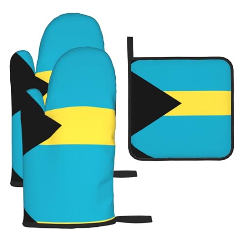 Ofenhandschuh-Set, Motiv: Flagge der Bahamas, 3-teilig, verbrühungssichere Mikrowellen-Ofenhandschuhe mit dem Komfort zum Öffnen von Topfdeckeln Ofenhandschuh-Set, Motiv: Flagge der Bahamas, 3-teilig, verbrühungssichere Mikrowellen-Ofenhandschuhe mit dem Komfort zum Öffnen von Topfdeckeln von SamLng