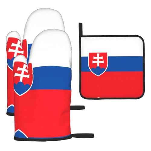 Ofenhandschuhe, Topflappen-Set, Motiv: Flagge der Slowakei, verbrühungssichere Mikrowellen-Ofenhandschuhe mit dem Komfort zum Öffnen von Topfdeckeln Ofenhandschuhe, Topflappen-Set, Motiv: Flagge der Slowakei, verbrühungssichere Mikrowellen-Ofenhandschuhe mit dem Komfort zum Öffnen von Topfdeckeln von SamLng