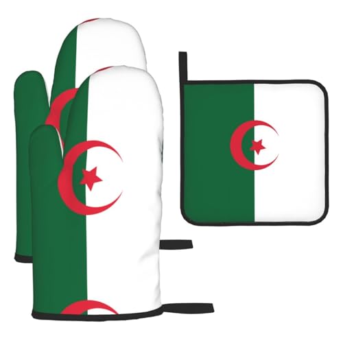 Ofenhandschuhe, Topflappen-Set, Motiv: Flagge von Algerien, verbrühungssichere Mikrowellen-Ofenhandschuhe mit dem Komfort zum Öffnen von Topfdeckeln Ofenhandschuhe, Topflappen-Set, Motiv: Flagge von Algerien, verbrühungssichere Mikrowellen-Ofenhandschuhe mit dem Komfort zum Öffnen von Topfdeckeln von SamLng