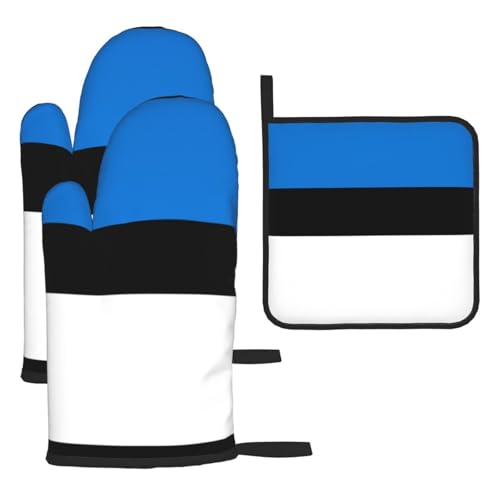 Ofenhandschuhe, Topflappen-Set, Motiv: Flagge von Estland, verbrühungssichere Mikrowellen-Ofenhandschuhe mit dem Komfort zum Öffnen von Topfdeckeln Ofenhandschuhe, Topflappen-Set, Motiv: Flagge von Estland, verbrühungssichere Mikrowellen-Ofenhandschuhe mit dem Komfort zum Öffnen von Topfdeckeln von SamLng