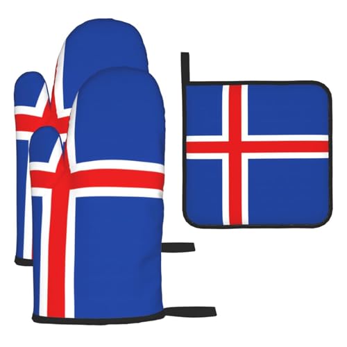 Ofenhandschuhe, Topflappen-Set, Motiv: Flagge von Island, verbrühungssichere Mikrowellen-Ofenhandschuhe mit dem Komfort zum Öffnen von Topfdeckeln Ofenhandschuhe, Topflappen-Set, Motiv: Flagge von Island, verbrühungssichere Mikrowellen-Ofenhandschuhe mit dem Komfort zum Öffnen von Topfdeckeln von SamLng