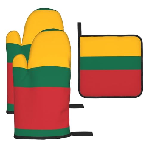 Ofenhandschuhe, Topflappen-Set, Motiv: Flagge von Litauen, verbrühungssichere Mikrowellen-Ofenhandschuhe mit dem Komfort zum Öffnen von Topfdeckeln Ofenhandschuhe, Topflappen-Set, Motiv: Flagge von Litauen, verbrühungssichere Mikrowellen-Ofenhandschuhe mit dem Komfort zum Öffnen von Topfdeckeln von SamLng